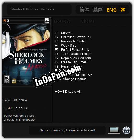 Sherlock Holmes: Nemesis: Cheats, Trainer +12 [dR.oLLe]