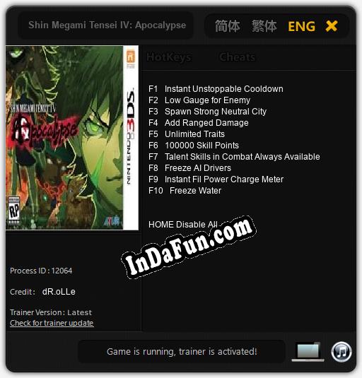 Trainer for Shin Megami Tensei IV: Apocalypse [v1.0.2]