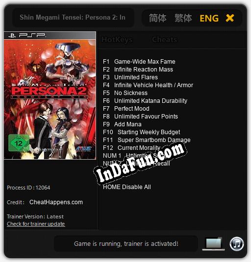 Trainer for Shin Megami Tensei: Persona 2: Innocent Sin [v1.0.8]