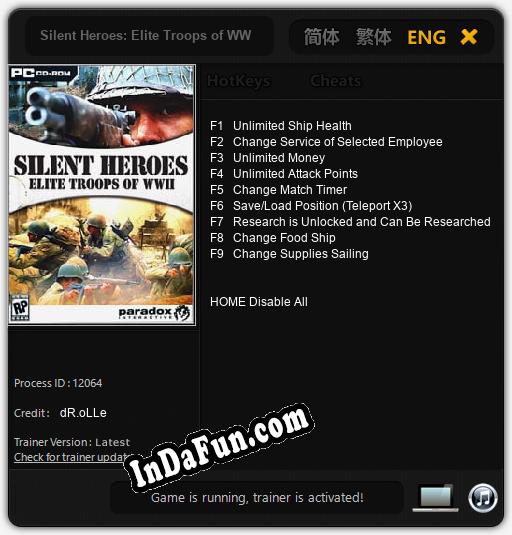 Silent Heroes: Elite Troops of WWII: TRAINER AND CHEATS (V1.0.91)