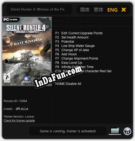 Trainer for Silent Hunter 4: Wolves of the Pacific – U-Boat Missions [v1.0.1]