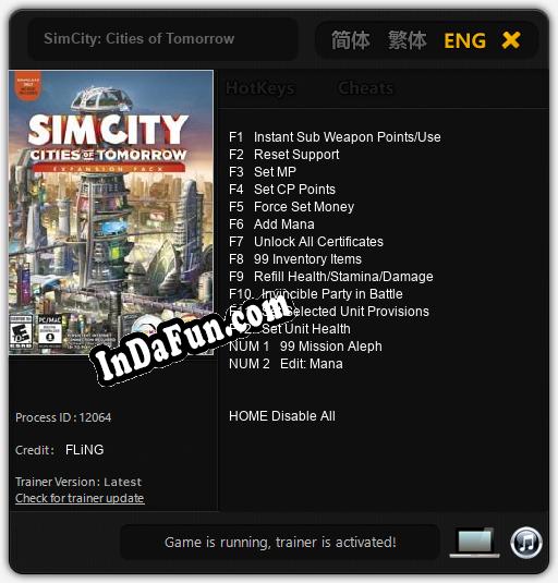 SimCity: Cities of Tomorrow: Cheats, Trainer +14 [FLiNG]