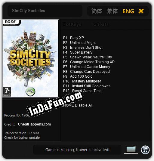 Trainer for SimCity Societies [v1.0.1]