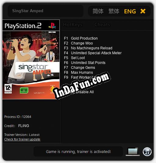 SingStar Amped: TRAINER AND CHEATS (V1.0.38)