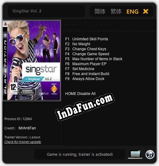 Trainer for SingStar Vol. 2 [v1.0.7]