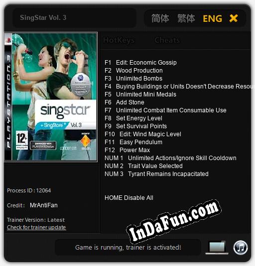 SingStar Vol. 3: Trainer +15 [v1.7]