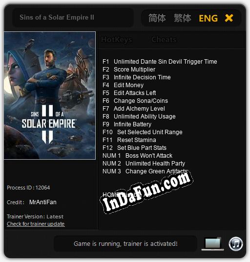 Trainer for Sins of a Solar Empire II [v1.0.9]