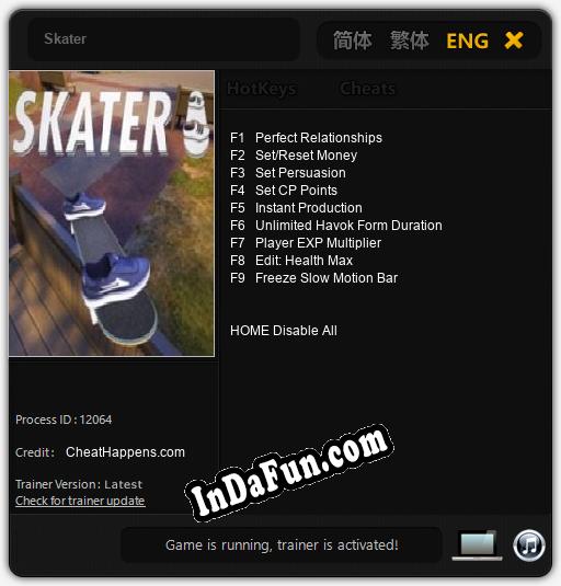 Skater: TRAINER AND CHEATS (V1.0.33)
