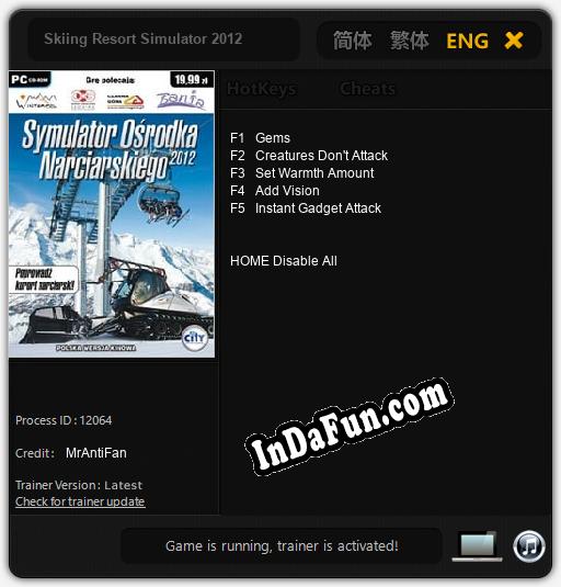 Trainer for Skiing Resort Simulator 2012 [v1.0.5]