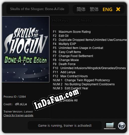 Skulls of the Shogun: Bone-A-Fide Edition: Trainer +15 [v1.3]