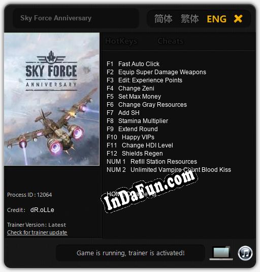 Sky Force Anniversary: Cheats, Trainer +14 [dR.oLLe]