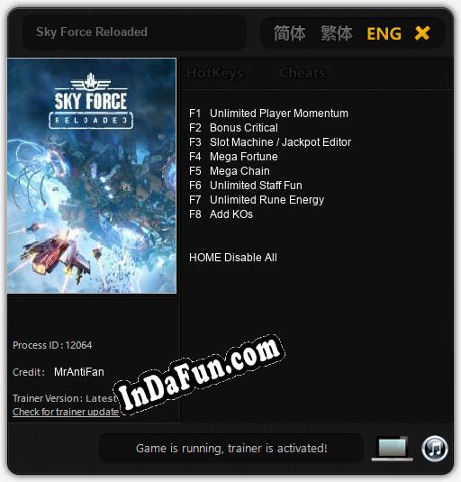 Sky Force Reloaded: Trainer +8 [v1.1]