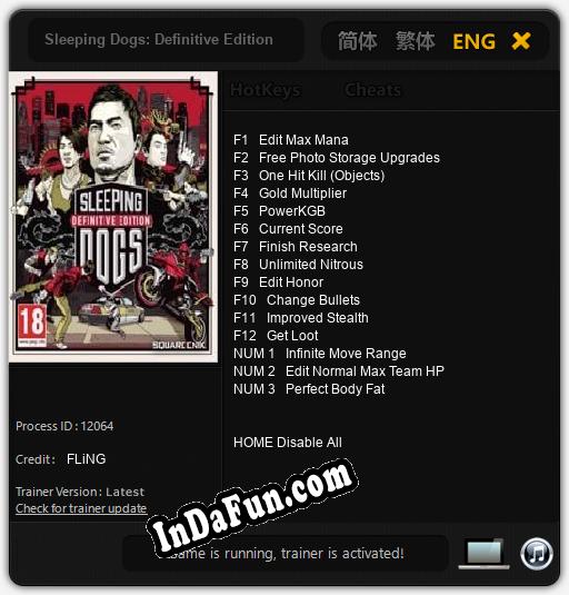 Sleeping Dogs: Definitive Edition: Cheats, Trainer +15 [FLiNG]