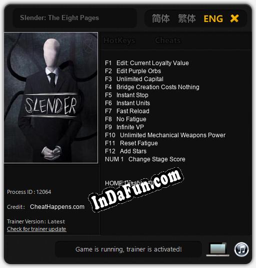 Slender: The Eight Pages: TRAINER AND CHEATS (V1.0.79)