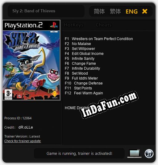 Sly 2: Band of Thieves: TRAINER AND CHEATS (V1.0.44)