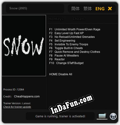 Snow (2005): Cheats, Trainer +10 [CheatHappens.com]