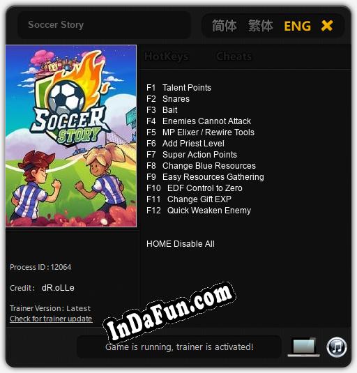 Soccer Story: Cheats, Trainer +12 [dR.oLLe]