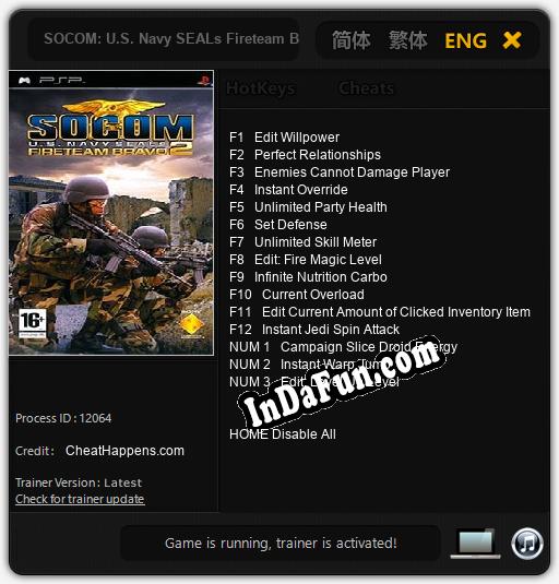 Trainer for SOCOM: U.S. Navy SEALs Fireteam Bravo 2 [v1.0.1]