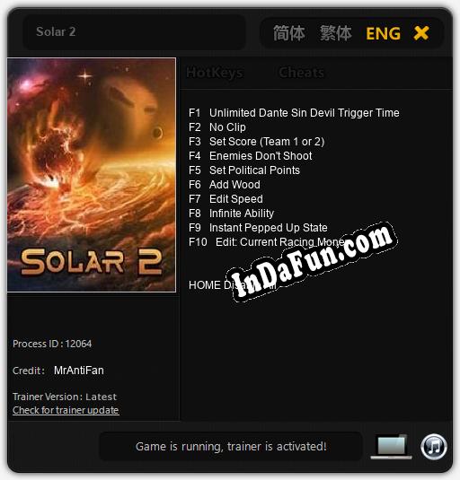 Solar 2: Cheats, Trainer +10 [MrAntiFan]