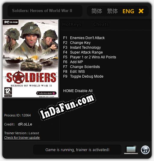 Soldiers: Heroes of World War II: Trainer +9 [v1.1]