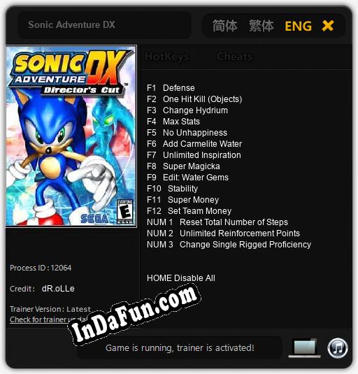 Sonic Adventure DX: TRAINER AND CHEATS (V1.0.92)