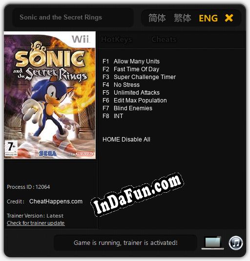 Sonic and the Secret Rings: Trainer +8 [v1.9]