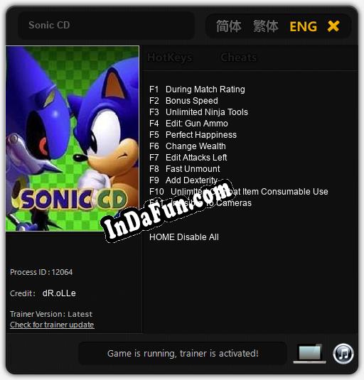 Sonic CD: TRAINER AND CHEATS (V1.0.9)