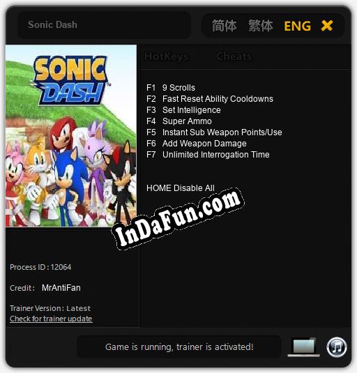 Sonic Dash: Trainer +7 [v1.4]