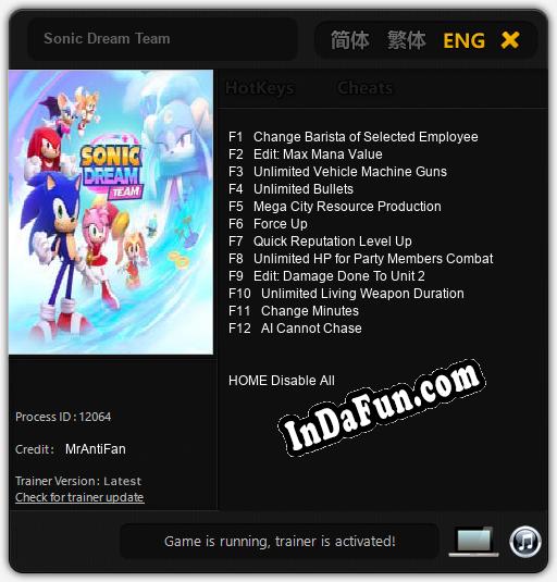 Sonic Dream Team: Trainer +12 [v1.1]