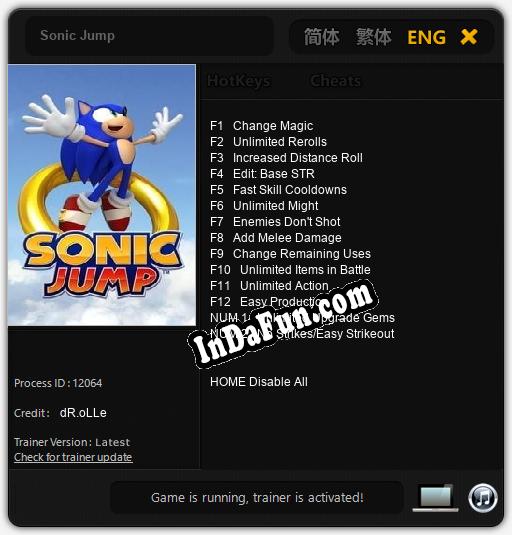 Sonic Jump: Trainer +14 [v1.3]