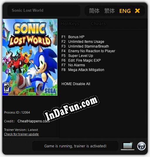 Trainer for Sonic Lost World [v1.0.4]