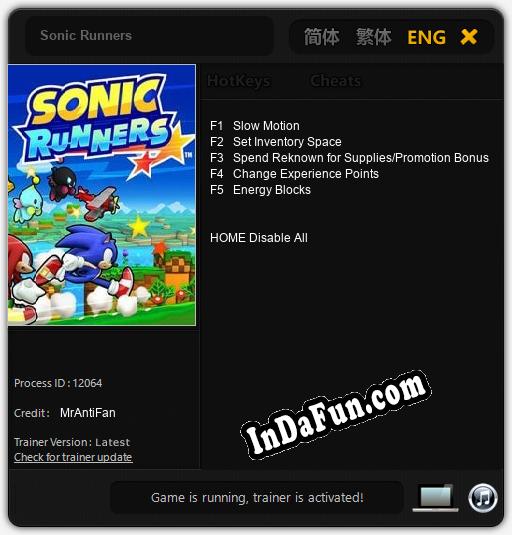 Sonic Runners: Cheats, Trainer +5 [MrAntiFan]
