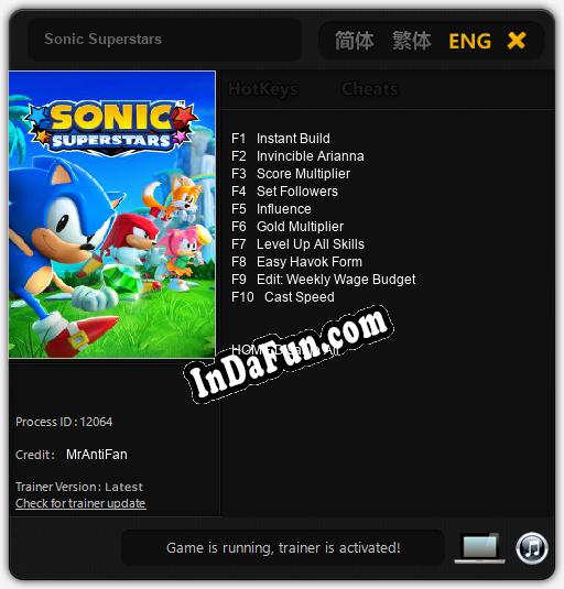 Sonic Superstars: Cheats, Trainer +10 [MrAntiFan]