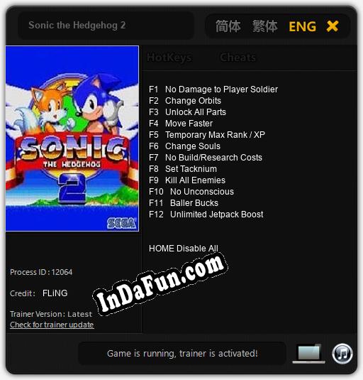 Sonic the Hedgehog 2: TRAINER AND CHEATS (V1.0.34)