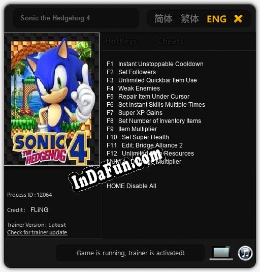 Trainer for Sonic the Hedgehog 4 [v1.0.1]