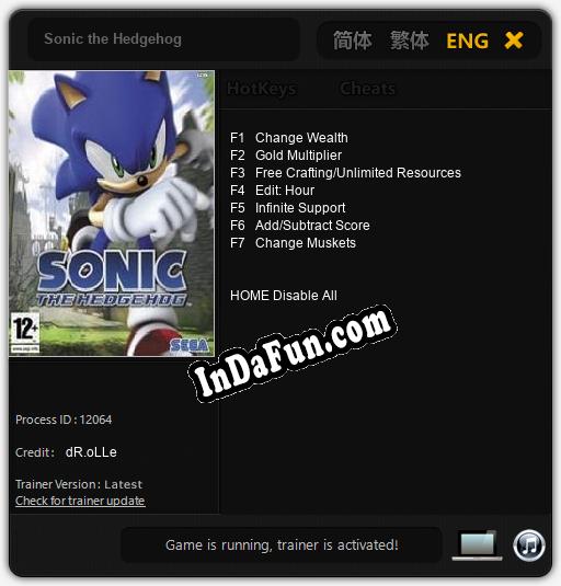 Sonic the Hedgehog: Trainer +7 [v1.8]