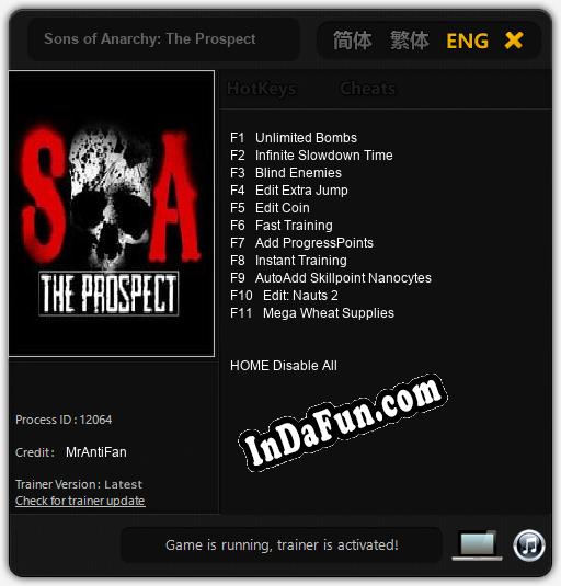 Trainer for Sons of Anarchy: The Prospect [v1.0.4]