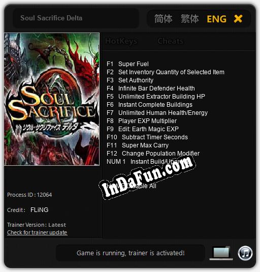 Trainer for Soul Sacrifice Delta [v1.0.3]