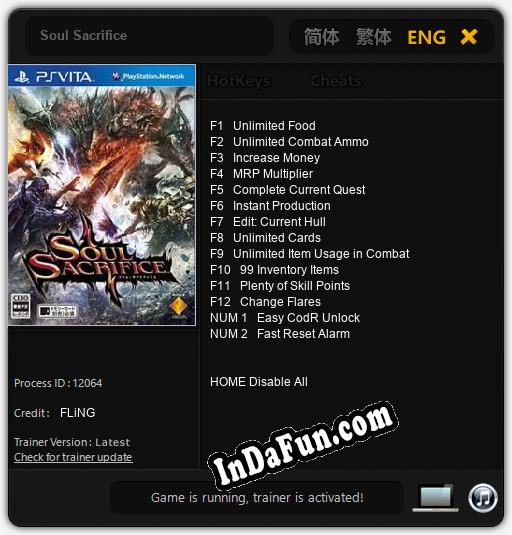 Soul Sacrifice: TRAINER AND CHEATS (V1.0.28)