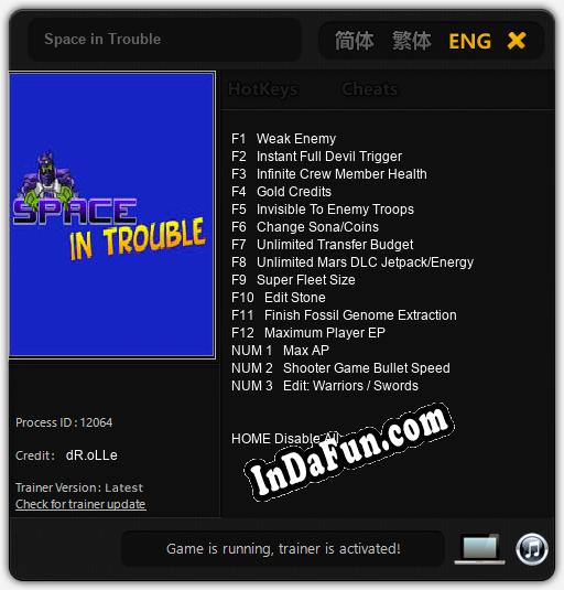 Space in Trouble: Cheats, Trainer +15 [dR.oLLe]