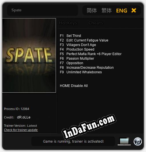 Spate: TRAINER AND CHEATS (V1.0.70)