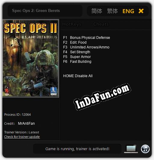 Trainer for Spec Ops 2: Green Berets [v1.0.8]