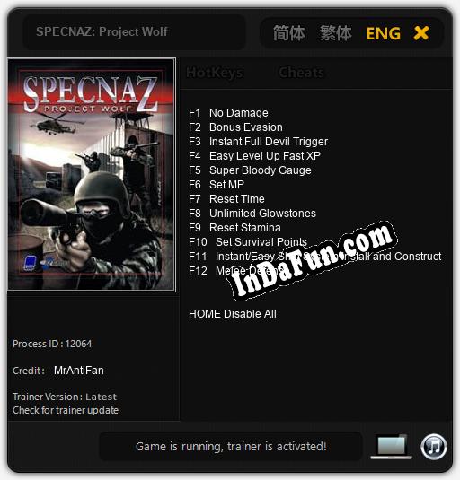 Trainer for SPECNAZ: Project Wolf [v1.0.9]