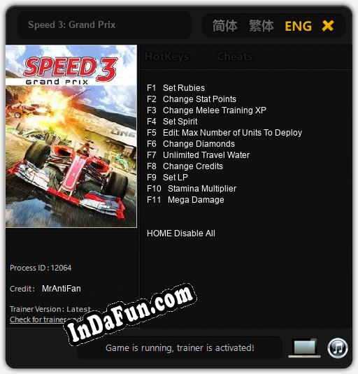 Trainer for Speed 3: Grand Prix [v1.0.2]