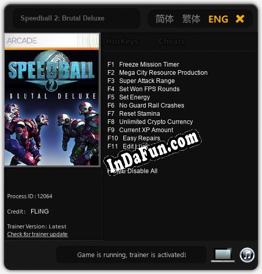 Trainer for Speedball 2: Brutal Deluxe [v1.0.5]