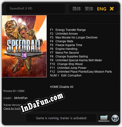 Speedball 2 HD: TRAINER AND CHEATS (V1.0.5)