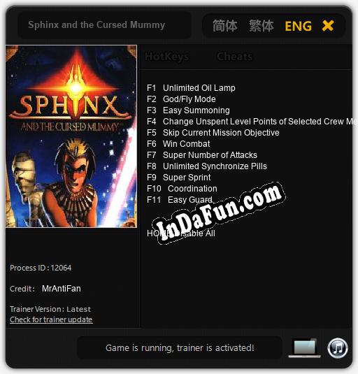Sphinx and the Cursed Mummy: Trainer +11 [v1.2]