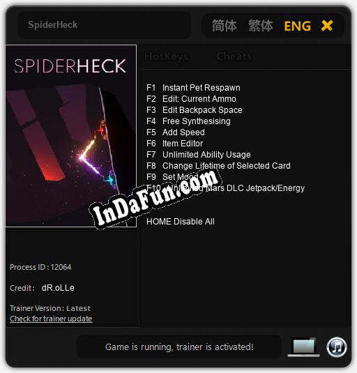 SpiderHeck: Cheats, Trainer +10 [dR.oLLe]