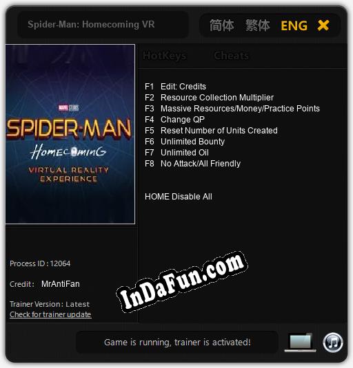 Spider-Man: Homecoming VR: Trainer +8 [v1.4]