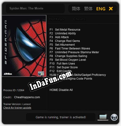 Spider-Man: The Movie: TRAINER AND CHEATS (V1.0.11)